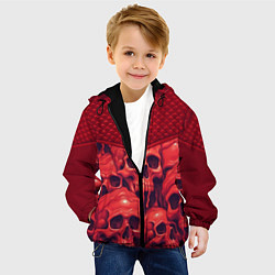 Куртка с капюшоном детская Расплавленные красные черепа, цвет: 3D-черный — фото 2