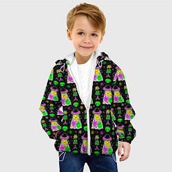 Куртка с капюшоном детская Цветные инопланетные существа, цвет: 3D-белый — фото 2