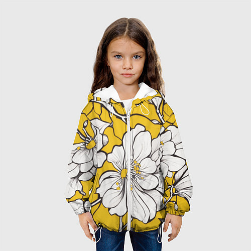 Детская куртка Японский паттерн цветов / 3D-Белый – фото 3