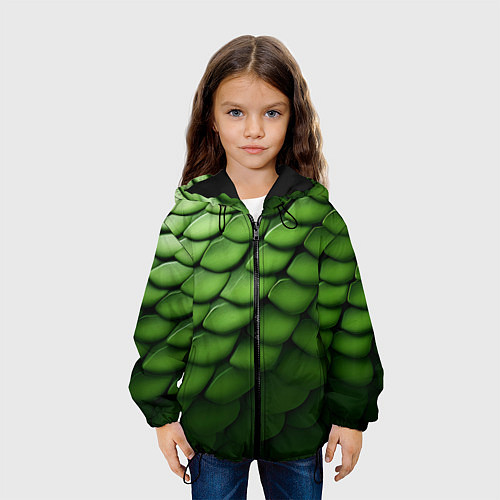 Детская куртка Зеленая чешуя змеи / 3D-Черный – фото 3