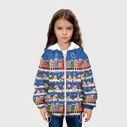 Куртка с капюшоном детская Капибара зимой в городе, цвет: 3D-белый — фото 2