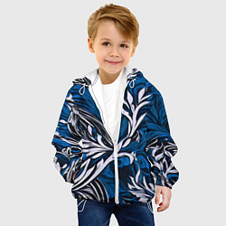 Куртка с капюшоном детская Синий и белый узор на чёрном фоне, цвет: 3D-белый — фото 2