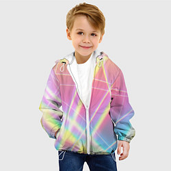Куртка с капюшоном детская Хаотичные неоновые линии, цвет: 3D-белый — фото 2