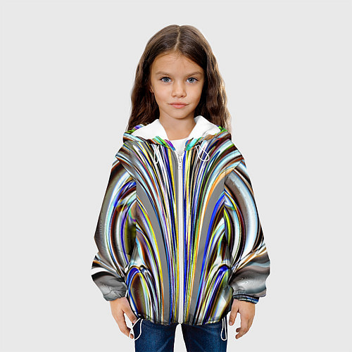 Детская куртка Струйчатый перламутровый узор / 3D-Белый – фото 3