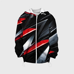 Куртка с капюшоном детская Red black abstract, цвет: 3D-белый