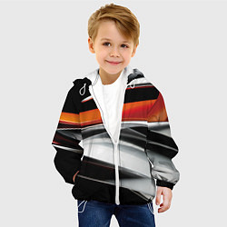 Куртка с капюшоном детская Оранжевая и металлическая абстракция, цвет: 3D-белый — фото 2