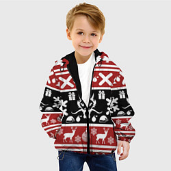 Куртка с капюшоном детская Новогодний дракон и олени, цвет: 3D-черный — фото 2