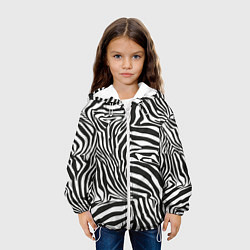Куртка с капюшоном детская Шкура зебры черно - белая графика, цвет: 3D-белый — фото 2