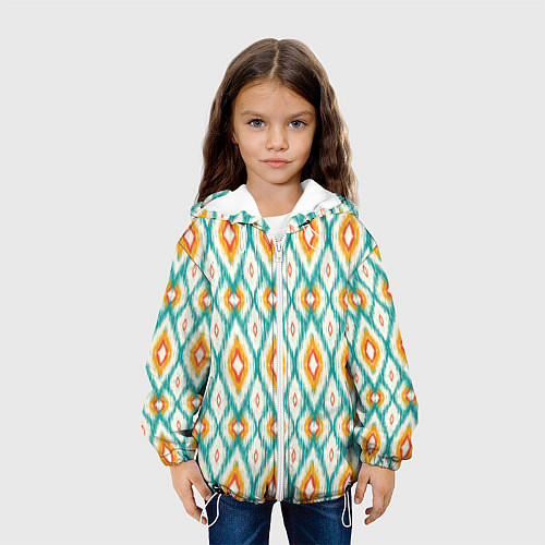 Детская куртка Геометрический узор икат - орнамент народов узбеки / 3D-Белый – фото 3