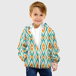 Куртка с капюшоном детская Геометрический узор икат - орнамент народов узбеки, цвет: 3D-белый — фото 2