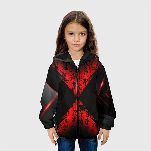 Детская куртка Иероглифы и текстуры / 3D-Черный – фото 3
