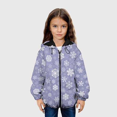 Детская куртка Снежинки на васильковом / 3D-Черный – фото 3