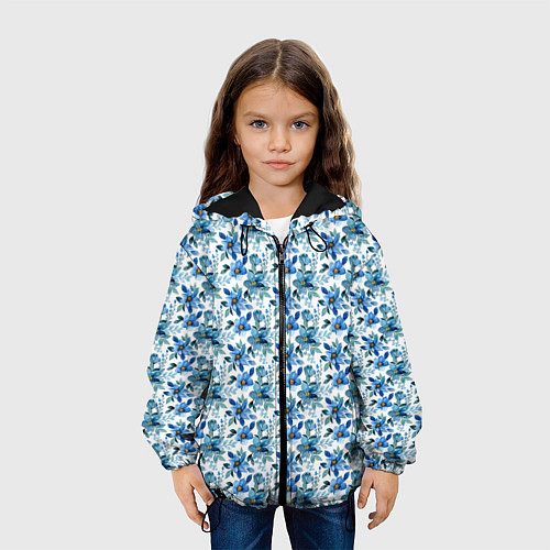 Детская куртка Полевые голубые цветы паттерн / 3D-Черный – фото 3