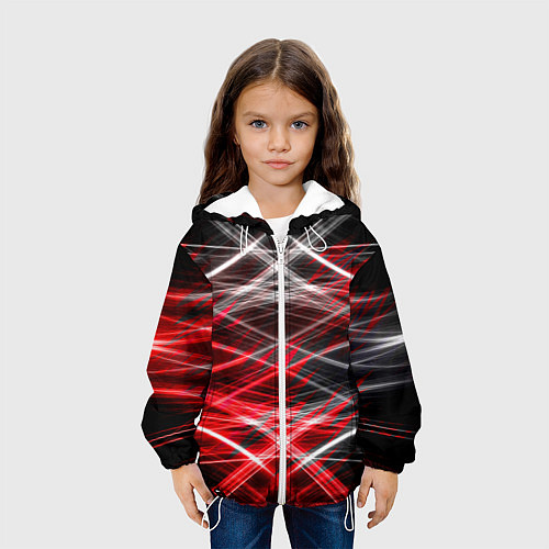 Детская куртка Красный лазер линии / 3D-Белый – фото 3