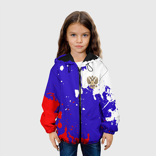 Детская куртка Российский герб на триколоре / 3D-Черный – фото 3