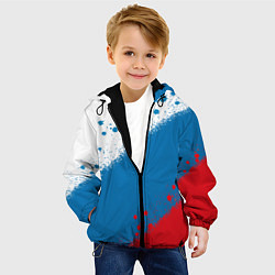 Куртка с капюшоном детская Российский триколор, цвет: 3D-черный — фото 2