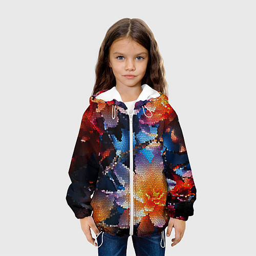 Детская куртка Мозаика крупные цветы / 3D-Белый – фото 3