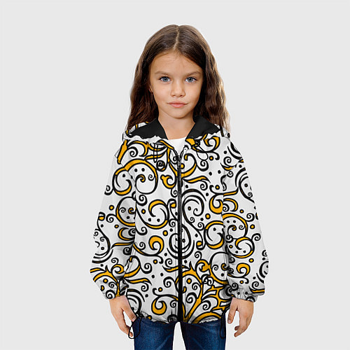 Детская куртка Жёлтый кружевной узор / 3D-Черный – фото 3