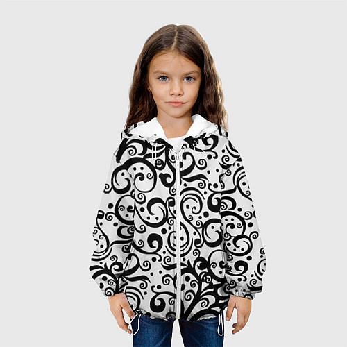 Детская куртка Чёрный кружевной узор / 3D-Белый – фото 3