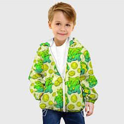 Куртка с капюшоном детская Круглые драконы с монетами, зеленый, цвет: 3D-белый — фото 2