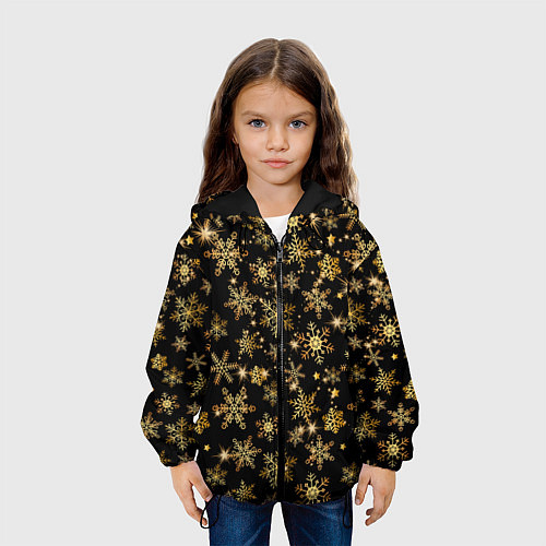 Детская куртка Россыпи золотых снежинок / 3D-Черный – фото 3