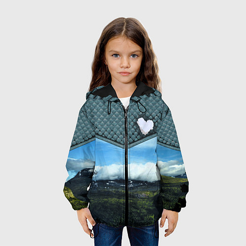 Детская куртка Облачные сердца / 3D-Черный – фото 3