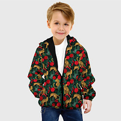 Куртка с капюшоном детская Ягуар в тропическом лесу, цвет: 3D-черный — фото 2