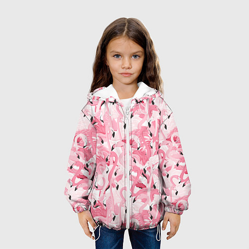 Детская куртка Стая розовых фламинго / 3D-Белый – фото 3