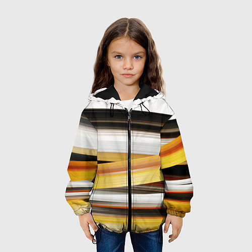 Детская куртка Черные белые желтые полосы / 3D-Черный – фото 3