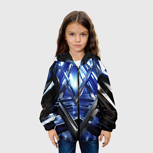 Детская куртка Синяя и черная конструкция абстракция / 3D-Черный – фото 3