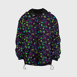 Куртка с капюшоном детская Принт в стиле киберпанк, цвет: 3D-черный