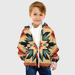 Куртка с капюшоном детская Орнамент в стиле американских индейцев, цвет: 3D-белый — фото 2