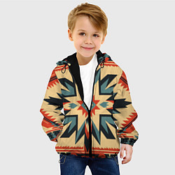 Куртка с капюшоном детская Орнамент в стиле американских индейцев, цвет: 3D-черный — фото 2