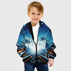 Куртка с капюшоном детская Космическая абстракция, цвет: 3D-черный — фото 2