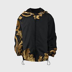 Куртка с капюшоном детская Золотистые узоры на черном, цвет: 3D-черный