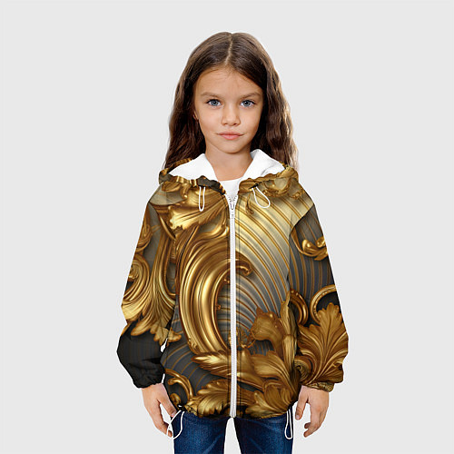 Детская куртка Золотая текстура и абстракции / 3D-Белый – фото 3