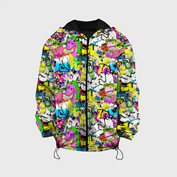 Куртка с капюшоном детская Цветное граффити, цвет: 3D-черный