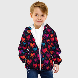 Куртка с капюшоном детская Паттерн с сердцами, цвет: 3D-белый — фото 2