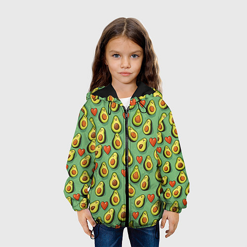 Детская куртка Авокадо и сердечки / 3D-Черный – фото 3