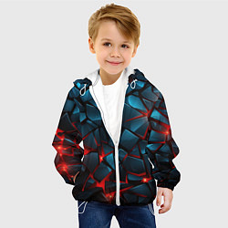 Куртка с капюшоном детская Синие плиты с красным разломом, цвет: 3D-белый — фото 2