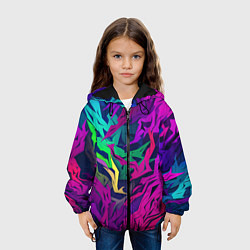 Куртка с капюшоном детская Кривые яркие геометрические фигуры, цвет: 3D-черный — фото 2
