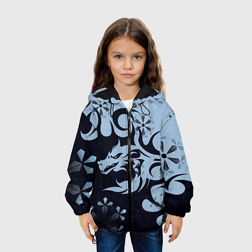 Детская куртка Дракон со снежинками / 3D-Черный – фото 3