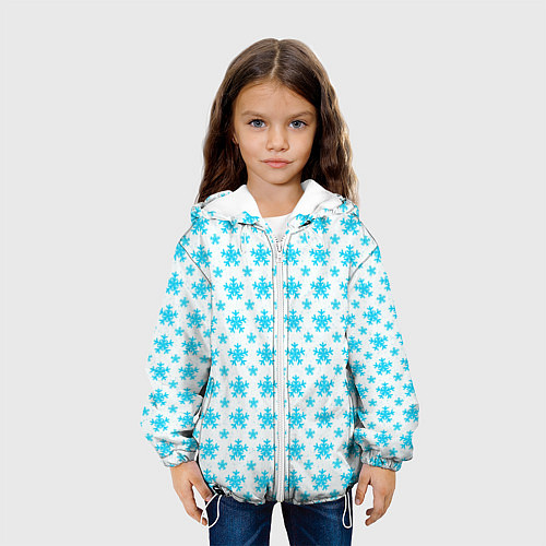 Детская куртка Паттерн снежинки бело-голубой / 3D-Белый – фото 3