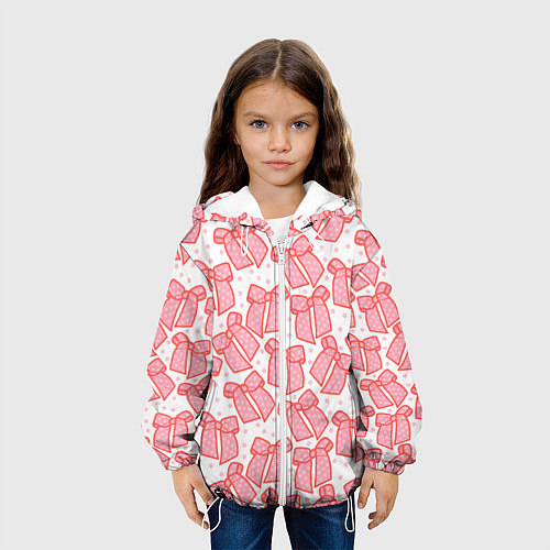 Детская куртка Узор с розовыми бантами в горошек / 3D-Белый – фото 3