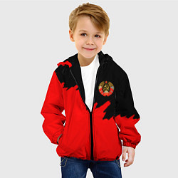 Куртка с капюшоном детская СССР красный стиль силы, цвет: 3D-черный — фото 2