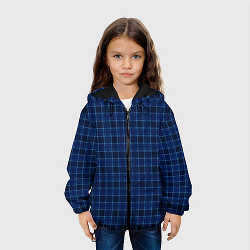 Детская куртка Серьёзный синий в клетку / 3D-Черный – фото 3