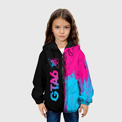Куртка с капюшоном детская GTA6 - neon gradient по-вертикали, цвет: 3D-черный — фото 2