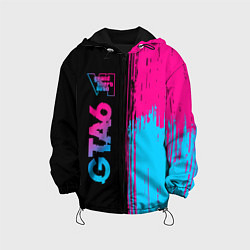Куртка с капюшоном детская GTA6 - neon gradient по-вертикали, цвет: 3D-черный