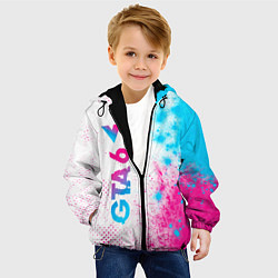 Куртка с капюшоном детская GTA 6 neon gradient style по-вертикали, цвет: 3D-черный — фото 2