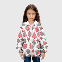 Куртка с капюшоном детская Праздничные узоры подарки, цвет: 3D-белый — фото 2